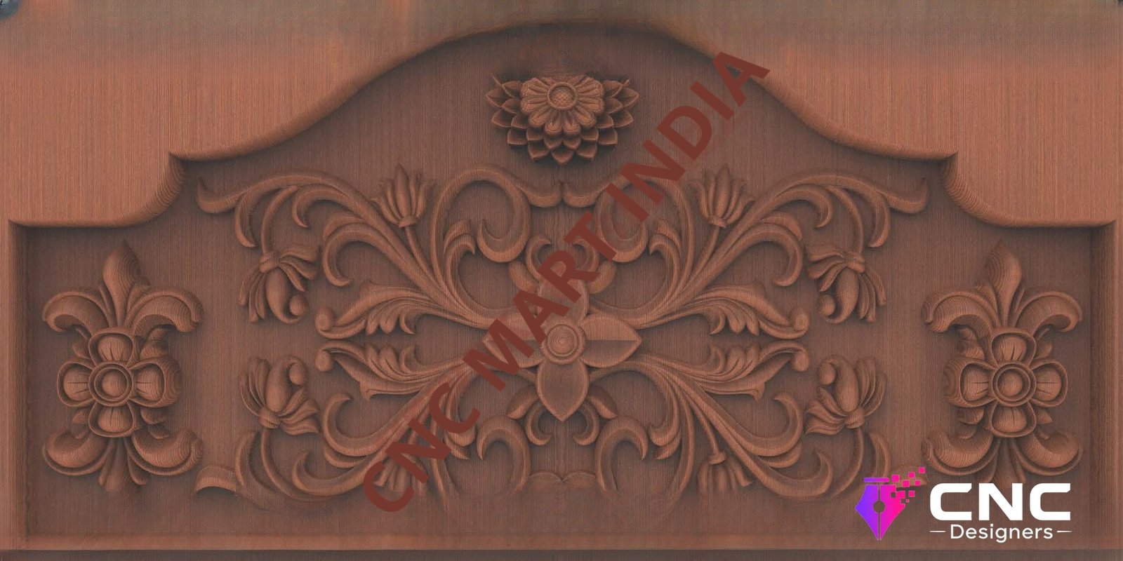 Beds & Sofa - BS-28 Elegant Floral Motif Headboard Carving 3D Relief Model